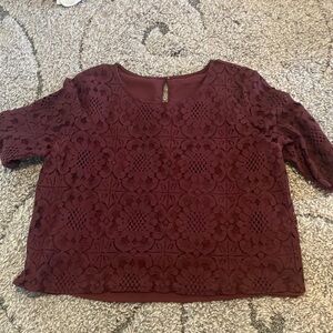 Abercrombie &Fitch Elegant Burgundy Lace Top